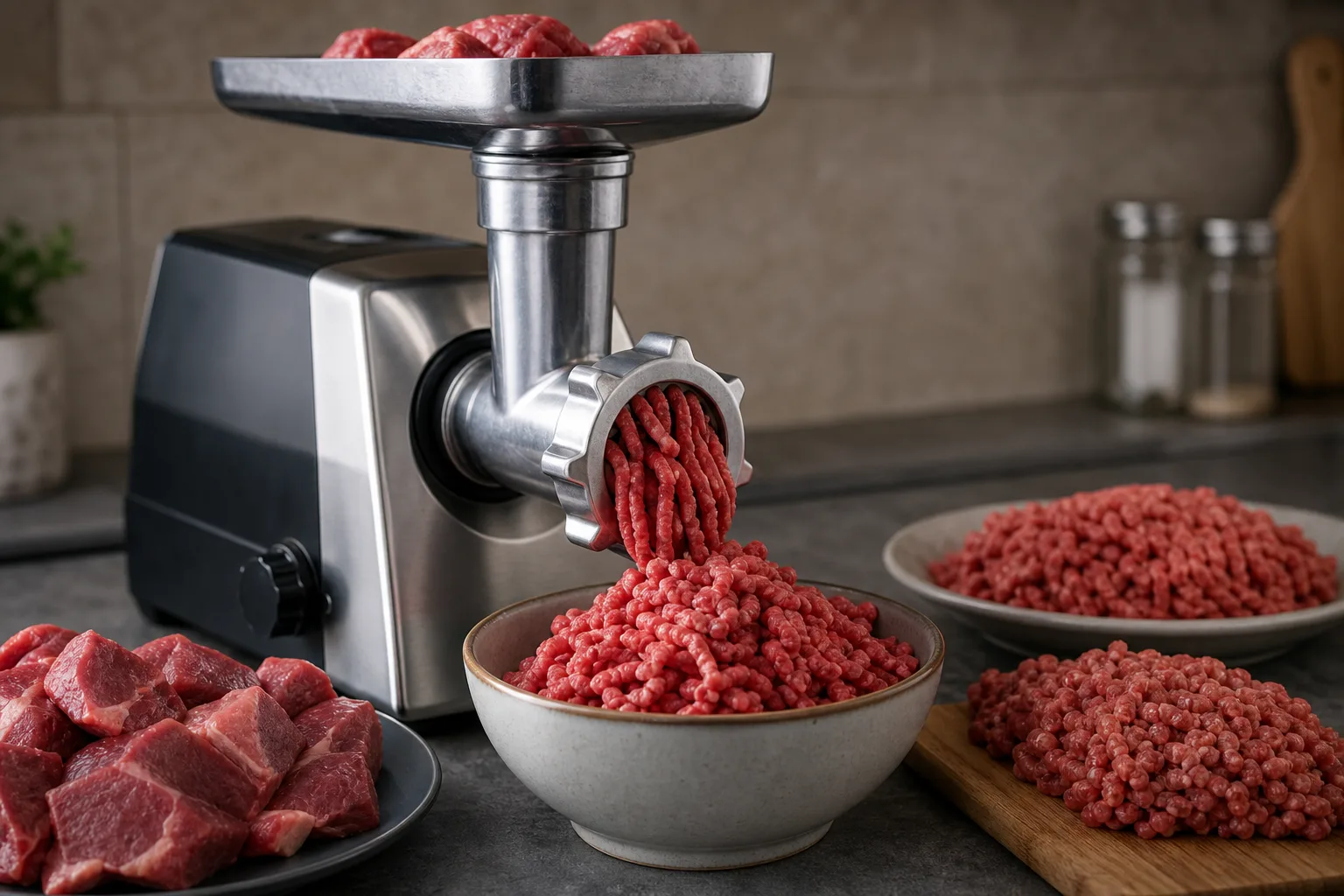 Wie man Hackfleisch mit dem Fleischwolf fuer unterschiedliche Gerichte vorbereitet