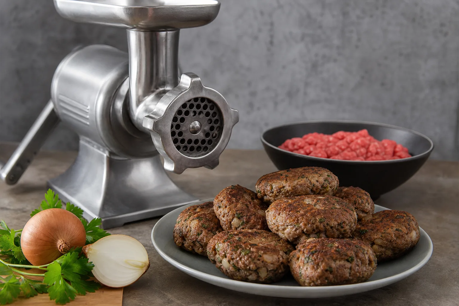 Fleischwolf-Frikadellen: Saftige Buletten mit Zwiebeln und Kraeutern